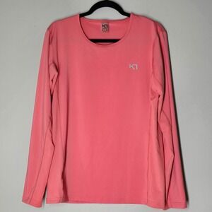 Kari Traa Womens XL Long Sleeve Performance Top Pink Activewear Stretch Shirt